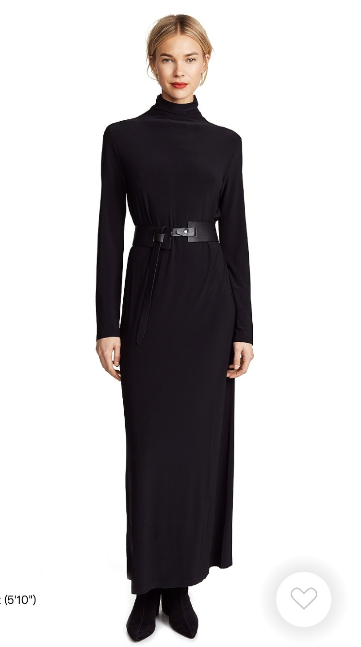 Norma Kamali Jumpsuit Medium Turtleneck Gown In Black Long Sleeve Elegant Chic